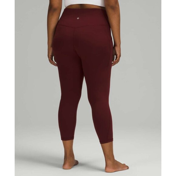 Lululemon Align High Rise Crop Pockets Leggings 23" 0 Red Merlot Stretch Athleti - Picture 2 of 8